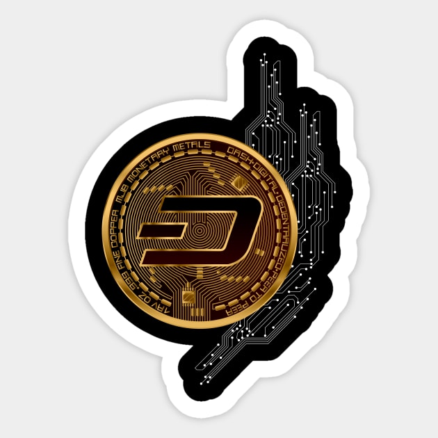 Dash Gold Coin Sticker by CryptoTextile